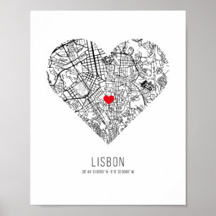 Poster Heart Lisbon City Map (Portugal)