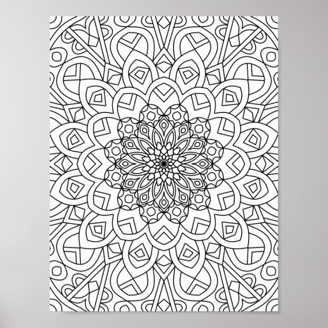 Poster Heart Mandala Adult Coloration Doodle Couleur Ce (Devant)