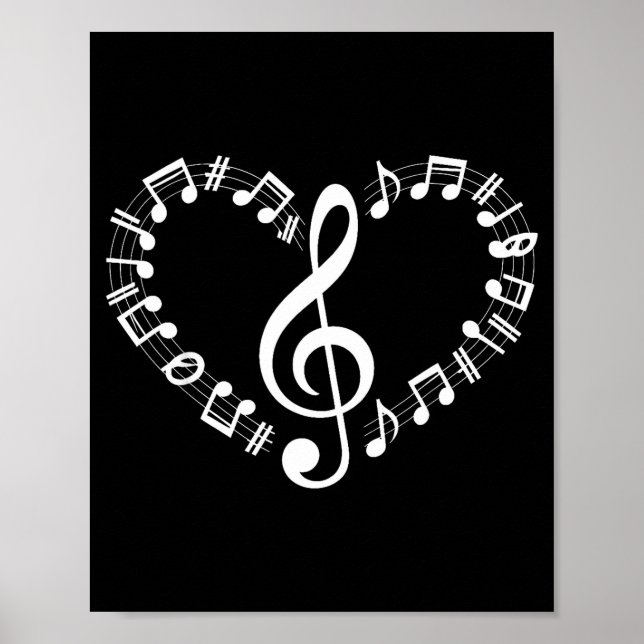 Poster Heart Shape Musical Notes Music Lovers Happy Valen (Devant)