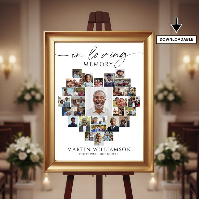 Poster Heart Shaped Photo Collage In Loving Memory (Créateur téléchargé)