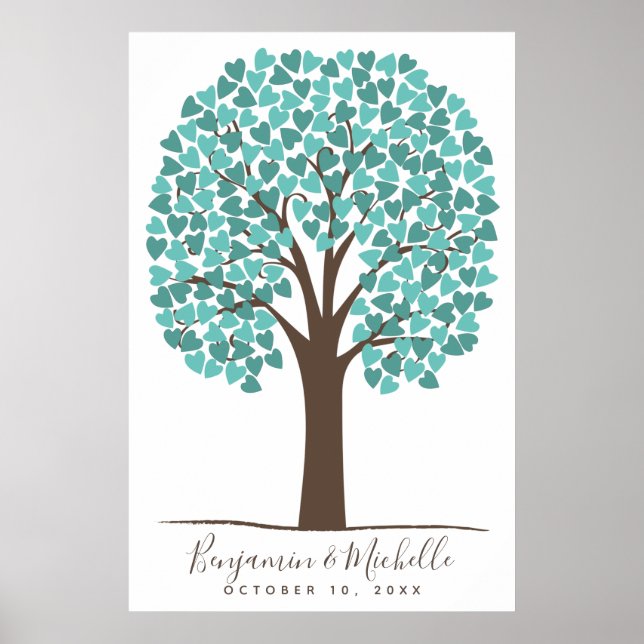 Poster Heart Tree - 200 Signature Guest Book Alternative (Devant)