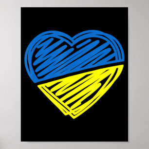 Poster Heart Ukraine Je Me Tiens Avec Le Drapeau Ukrainie