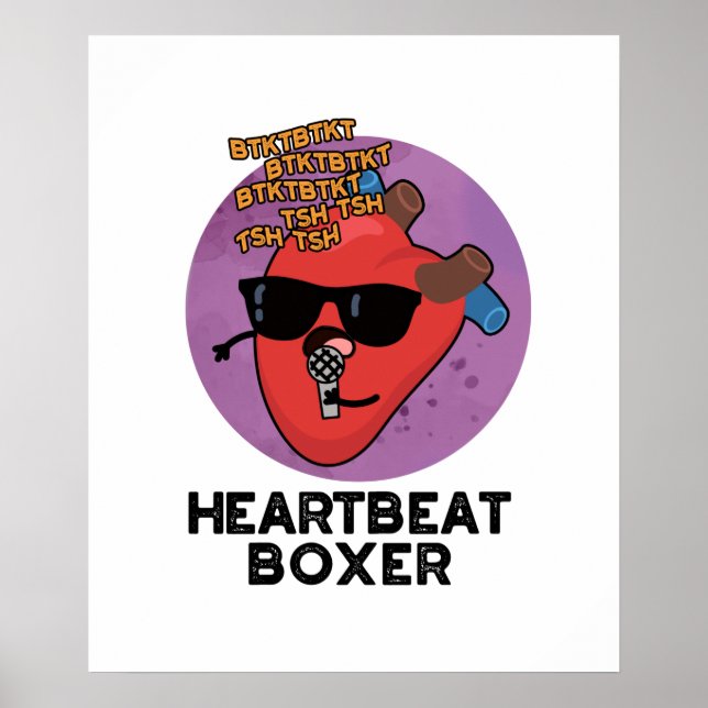 Poster Heartbeat Boxer Funny Music Heart Pun (Devant)