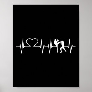 Poster Heartbeat Kickboxing Shirt Kick Boxing Karate Tee