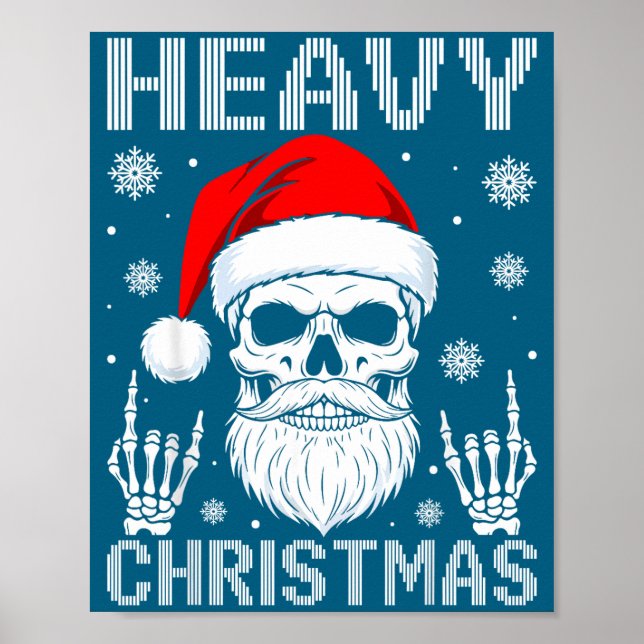 Poster Heavy Christmas Skull Fans Rock Music Winter Holid (Devant)