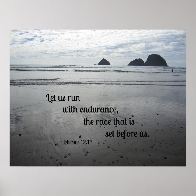 Poster Hébreux 12:1 Courons avec endurance... (Devant)