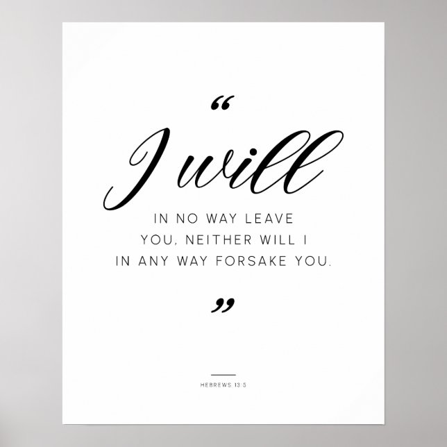 Poster Hébreux 13:5 verset de la Bible contre la peur et  (Devant)