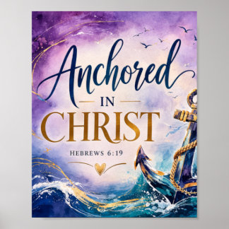 Poster Hébreux 6:19 Ancrée en Christ chrétien