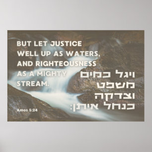 Poster Hebrew Prophet Amos' Quote Justice & Righteousness