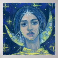 Hécate, Déesse de la Lune, peinture pastel, imagin