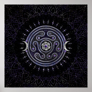 Poster Hecate Wheel Ornament with Amethyst and Silver