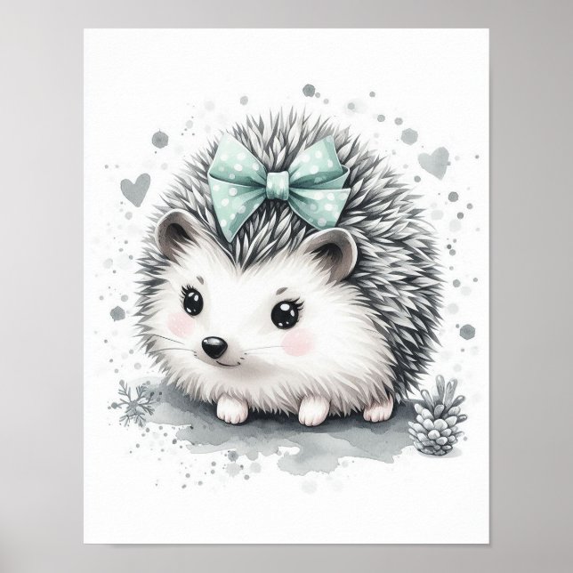 Poster Hedgehog Forest Nursery Wall Art (Devant)