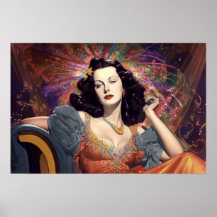 Poster Hedy Lamarr à Miami dans les années 1920