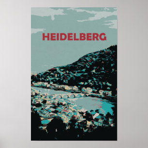 Poster Heidelberg et Neckar River Allemagne Ville romanti