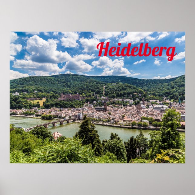 Poster Heidelberg Neckar Panorama Allemagne (Devant)