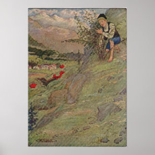 Poster Heidi classique vintage des Alpes