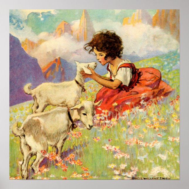 Poster "Heidi et ses chèvres" par Jessie Willcox Smith (Devant)