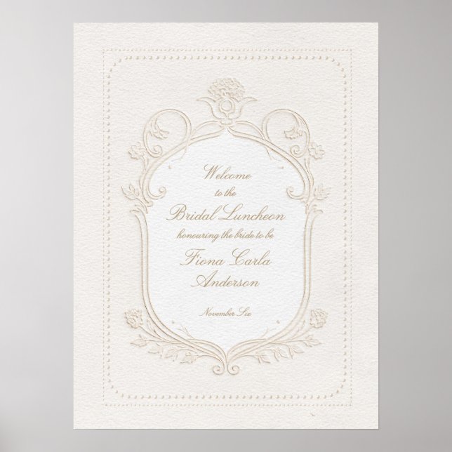 Poster Heirloom Rococo Bridal Luncheon Shower Welcome (Devant)