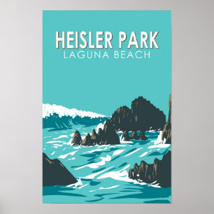 Poster Heisler Park Californie Voyage Art Rétro