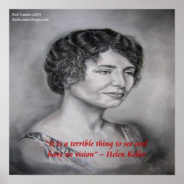 Poster Helen Keller Sight W/O Vision Wisdom Citation Post (Devant)