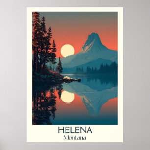 Poster Helena Montana Vintage Lake Sunset Travel Art