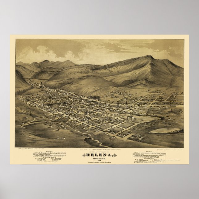 Poster Helena, MT Carte panoramique - 1875 (Devant)