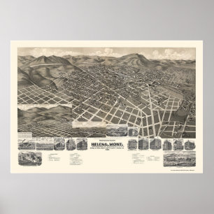 Poster Helena, MT Carte panoramique - 1890