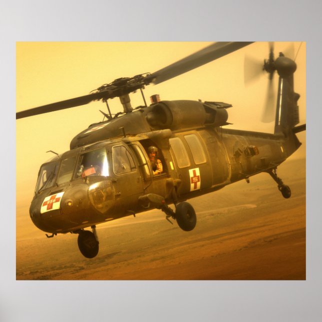 Poster Hélicoptère à Hawk noir UH-60A (Devant)