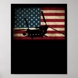 Poster Hélicoptère CH-47 Chinook patriotique
