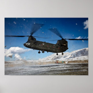 Poster Hélicoptère Chinook en neige