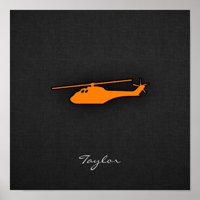 Poster Hélicoptère Orange (Devant)