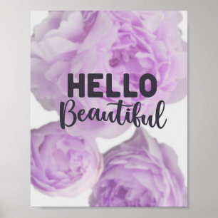 Poster Hello Beautity - Citation - Floral avec texte viol