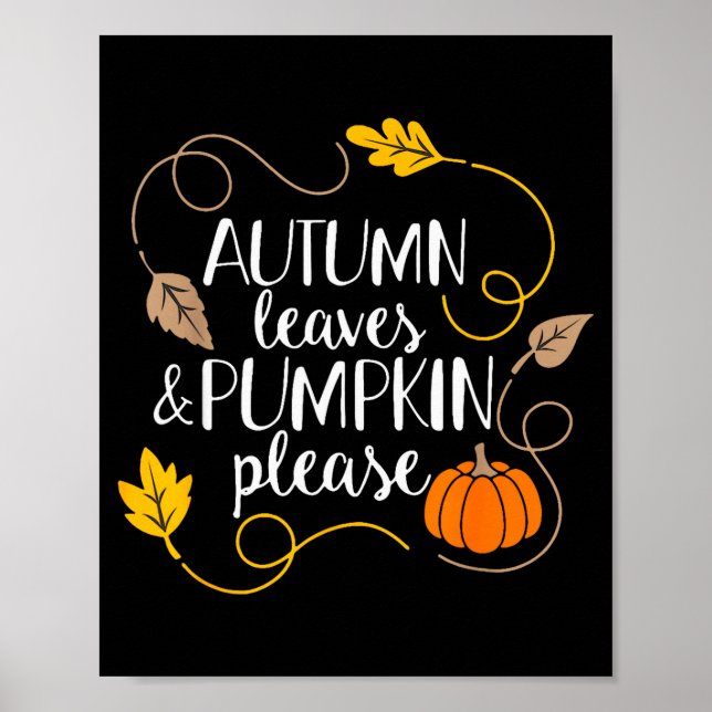 Poster Hello Fall Pumpkin Autumn Leaves Pumpkin Please Fa (Devant)