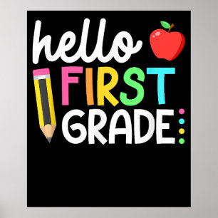 Poster Hello First Grade Team 1st Grade Back School Kids