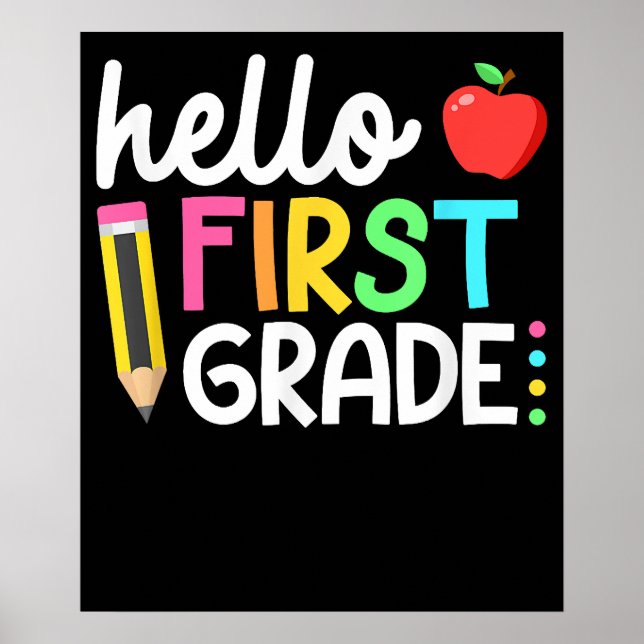 Poster Hello First Grade Team 1st Grade Back School Kids (Devant)
