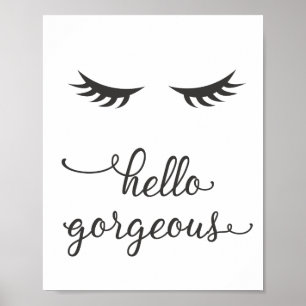 Poster Hello Gorgeous (Eyelashes) en gris foncé