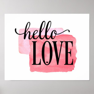 Poster Hello Love - Modern Watercolor Love Imprimer
