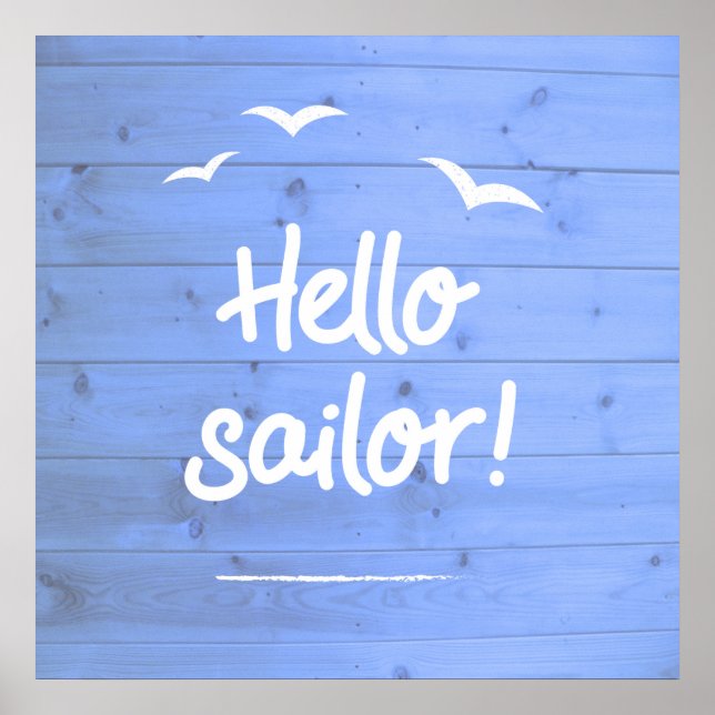 Poster Hello Sailor Fun Boating Beach Art (Devant)