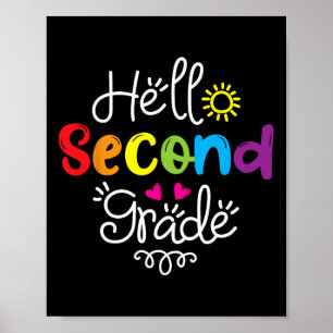 Poster Hello Second Grade Fun 2e Grade Retour à l'école G