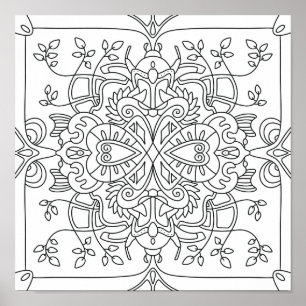 Poster Hello Spring : Page Coloriage inspirée de la natur