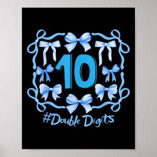 Poster Hello Ten Double Chiffres Cute Coquette Bow 10th B
