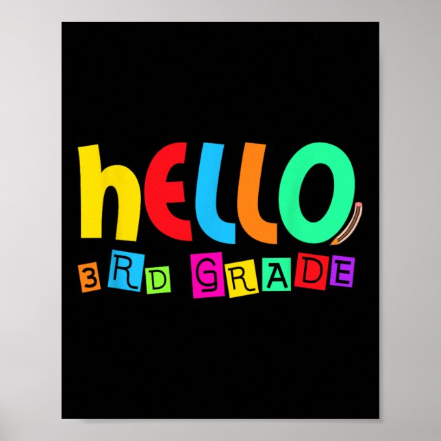 Poster Hello Third 3rd Grade Back To School For Student B (Devant)