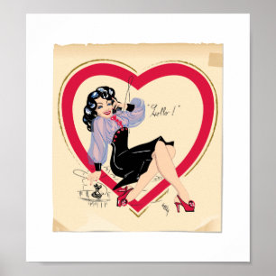 Poster Hello Valentine Pin-Up Girl