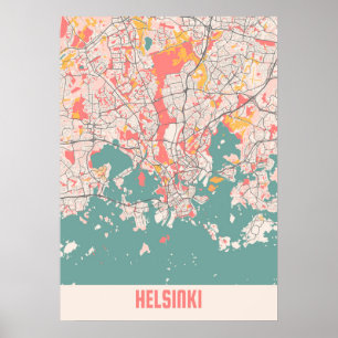 Poster Helsinki - Finlande Carte de la ville de Chalk