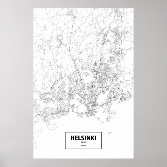Poster Helsinki, Finlande (noir sur blanc) (Devant)
