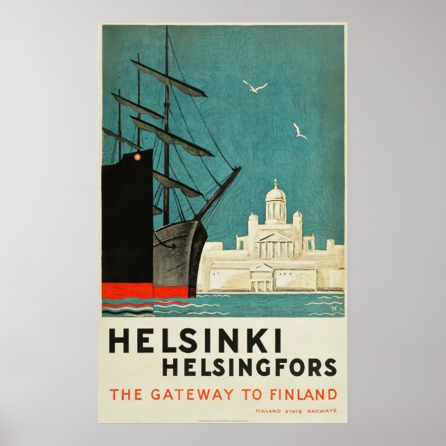 Poster Helsinki, Finlande Porte d'affiche de voyage en Fi (Devant)