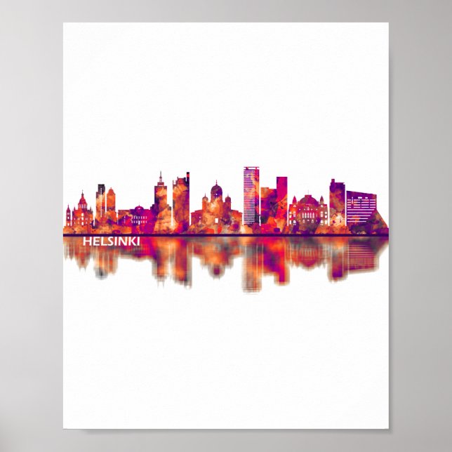 Poster Helsinki Finlande Skyline (Devant)