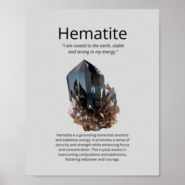 Poster Hématite Crystal Signification (Devant)