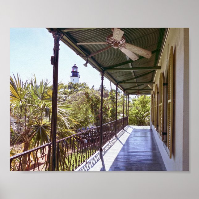 Poster Hemingway House Balcon avec vue sur le phare (Devant)