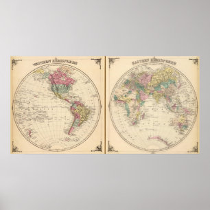 Poster Hémisphère occidental et hémisphère oriental